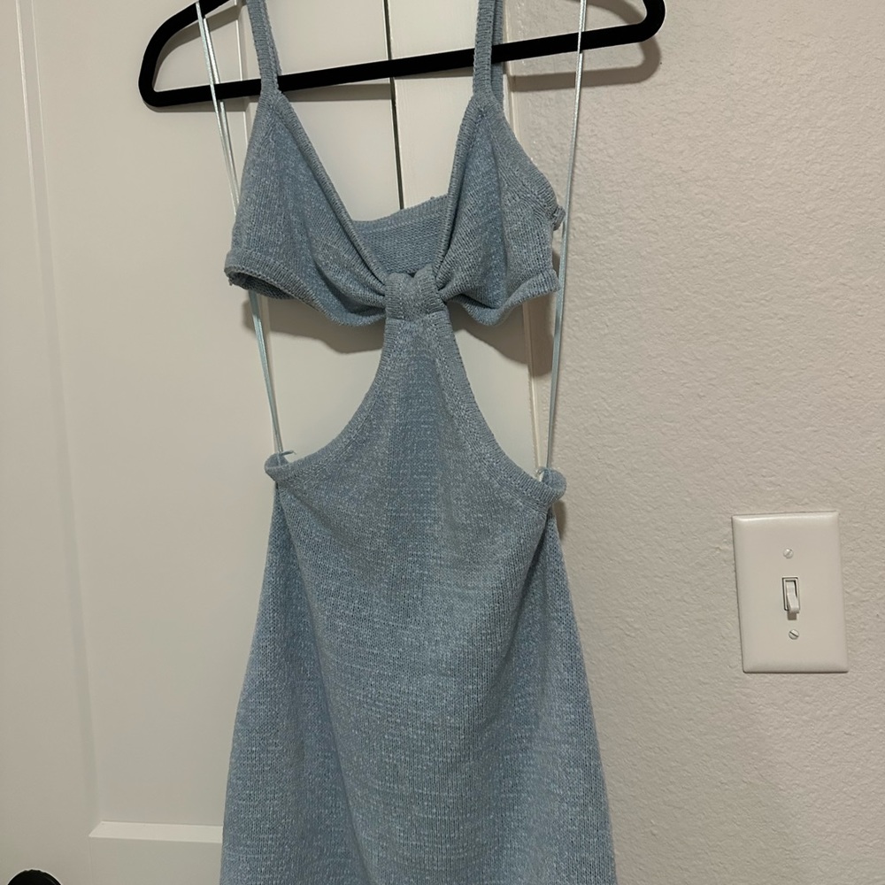 Blue cut out dress